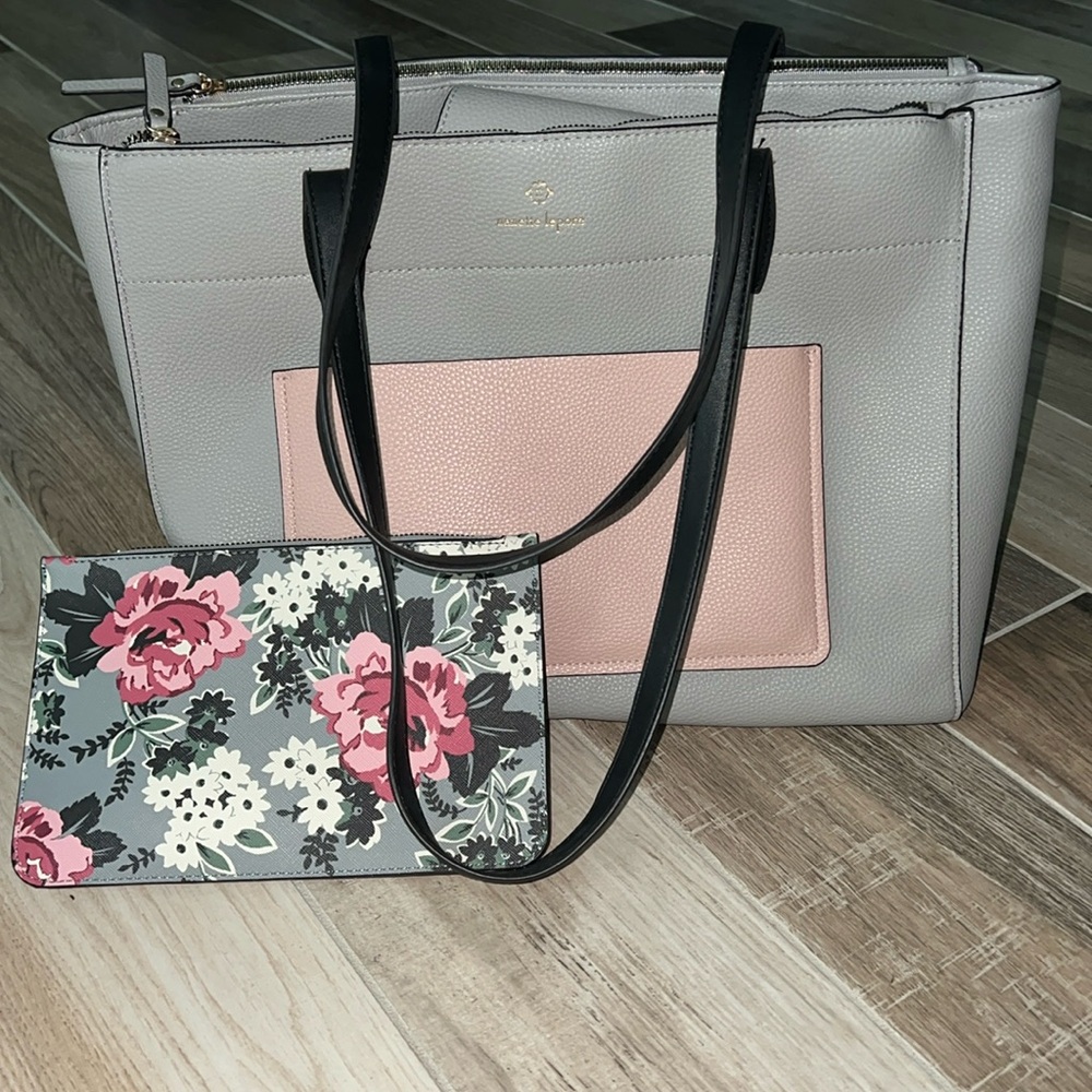 Nanette Lepore pink and gray, beautiful handbag so many pockets!